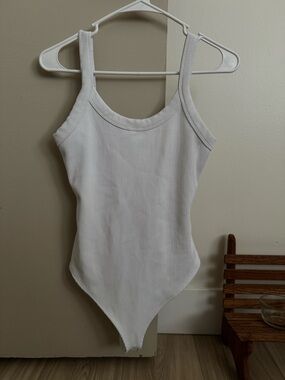 wild fable White Ribbed Tank Bodysuit